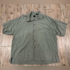 Silk Icon 100% Silk Green Button-Up Shirt Size XL